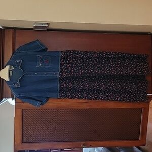 Bobbie Brooks Blue and Black Floral Maxi Dress